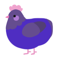A indigo and overcast chicken with a head pattern