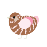 A brown and rose chicken with a bar pattern