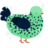 Eggy the First, a spring and tumblr chicken with a speckle pattern