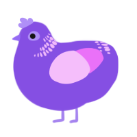 A blurple and lavender chicken with a neck-band pattern