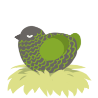 A grey and chartreuse chicken with a lace pattern
