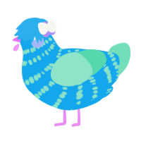 A sky and mint chicken with a bar pattern