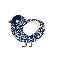 A tumblr and white chicken with a double-lace pattern