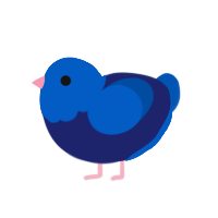 A navy and ultramarine chicken with a head pattern