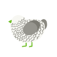 A white and ash chicken with a lace pattern