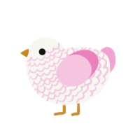 A white and pink chicken with a lace pattern