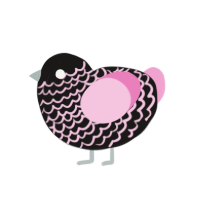 A sable and pink chicken with a lace pattern