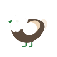 A bark and cream chicken with a head pattern
