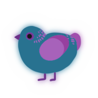 A sea and fuchsia chicken with a neck-band pattern