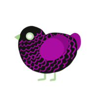 A black and plum chicken with a lace pattern