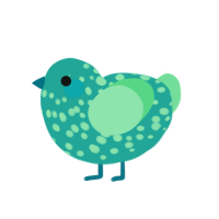 A turquoise and spring chicken with a speckle pattern