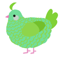 A spring and grass chicken with a lace pattern