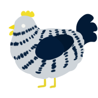 A mist and tumblr chicken with a bar pattern