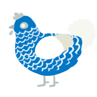 A sapphire and white chicken with a lace pattern