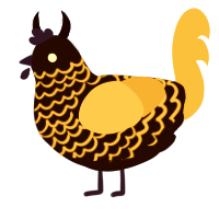 A sable and orange chicken with a lace pattern