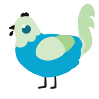 A cerulean and gluppy chicken with a head pattern