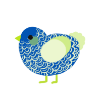 A ultramarine and apple chicken with a double-lace pattern