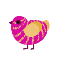 A fuchsia and honey chicken with a bar pattern