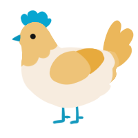 A cream and honey chicken with a head pattern