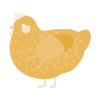 A honey chicken with a speckle pattern