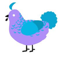 A lilac and cerulean chicken with a half-lace pattern