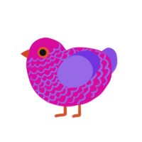A fuchsia and blurple chicken with a lace pattern