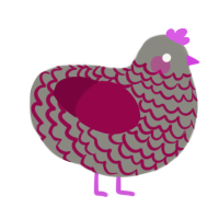 Hamlet, a ash and maroon chicken with a lace pattern