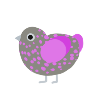 Glitter, a ash and orchid chicken with a speckle pattern