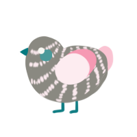 A ash and rose chicken with a bar pattern