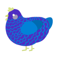 A indigo and sapphire chicken with a lace pattern