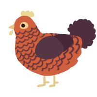A crimson and navy chicken with a lace pattern
