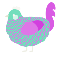 A mint and orchid chicken with a lace pattern