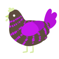 A bark and amethyst chicken with a bar pattern