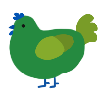 A viridian and chartreuse chicken