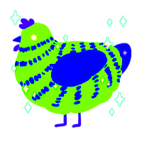 A grass and indigo chicken with a bar pattern