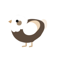 A bark and cream chicken with a head pattern