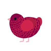 A maroon and crimson chicken with a lace pattern