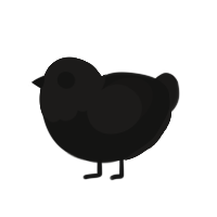 A black and sable chicken with a head pattern
