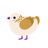 A cream and gold chicken with a neck-speckle pattern