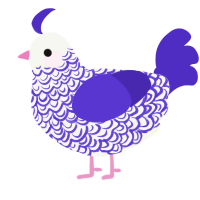 A white and indigo chicken with a double-lace pattern