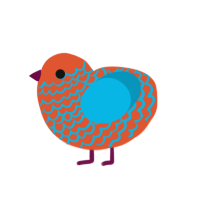 (unnamed), a vermilion and cerulean chicken with a lace pattern