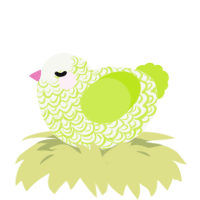 A white and lime chicken with a double-lace pattern