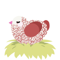 A white and red chicken with a double-lace pattern