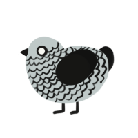 A silver and black chicken with a lace pattern