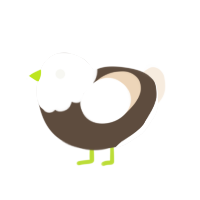 A bark and cream chicken with a head pattern