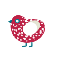 Toadstool, a crimson and white chicken with a speckle pattern