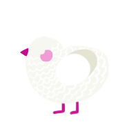 A white chicken with a lace pattern