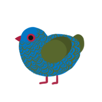 A sapphire and olive chicken with a double-lace pattern