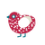 Toadstool, a crimson and white chicken with a speckle pattern