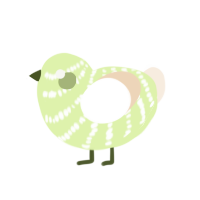 A apple and cream chicken with a bar pattern